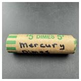 $5 Roll Of Mercury Silver Dimes (50 Coins); Full R