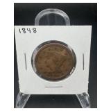 1848 Large Cent ï¿½ Braided Hair Type; Early U.s. Co