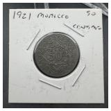 1921 Morocco 50 Centimes AU