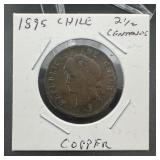 1895 Chile 2ï¿½ Centavos Copper