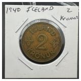 1940 Iceland 2 Kronur AU