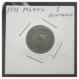 1911 Mexico 5 Centavos AU