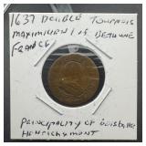 1637 France Double Tournois ï¿½ Maximilian I