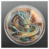5 oz Copper Dragon Round in Case