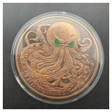 5 oz Copper Kraken Round in Case