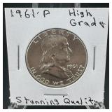 1961 Benjamin Franklin Silver Half Dollar - High G