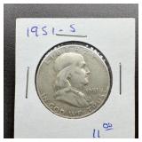 1951-s Franklin Silver Half Dollar