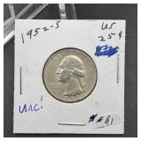 1952-S Washington Silver Quarter - looks uncircula
