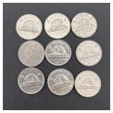 9 Coin Lot Canada Nickels
