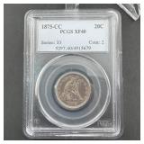 1875-cc Twenty Cent Piece Pcgs Xf40 Carson City