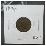 1874 Indian Head Cent Penny