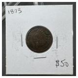 1873 Indian Head Cent Penny