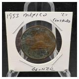 1953 Mexico 20 Centavos Bronze