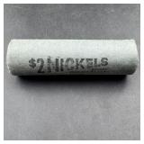 Vintage $2 Nickel Roll Better Date End Coins ï¿½ 40
