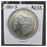 KEY DATE 1891-S Morgan Silver Dollar AU