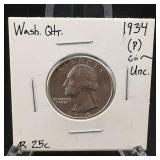 1934 Washington Silver Quarter; Higher Grade