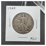1944 Walking Liberty Silver Half Dollar Coin