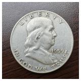 1959-D Franklin Silver Half Dollar