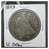 1843 Seated Liberty Silver Dollar