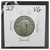 1927 Standing Liberty Silver Quarter VG