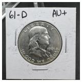 1961-D Franklin Silver Half Dollar AU+