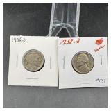 1938-D Unc Jefferson & 1938-D Buffalo Nickel