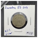 1958 Sweden 50 ï¿½re (40% Silver)