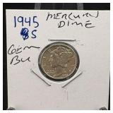 1945-s Mercury Silver Dime; Higher Grade