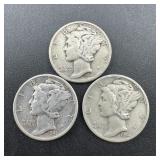 (3) Mercury Silver Dimes