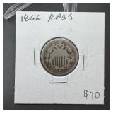 1866 Shield Nickel With Rays