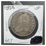 1823 Capped Bust Silver Half Dollar 90% Silver