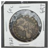1823 Capped Bust Silver Half Dollar 90% Silver