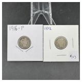 1912 & 1916  Barber Dimes