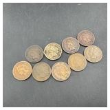 Lot of 9 Indian Head Cent Pennies