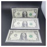 (3) Consecutive 2013 $1 Federal Reserve Notes ï¿½ Cl