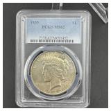 1935 Peace Silver Dollar PCGS MS62 90% Silver