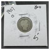 1907-O Barber Silver Dime