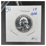 1959 Proof Wahington Silver Quarter