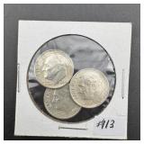 Three Roosevelt 90% Silver Dimes