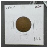1867 Indian Head Cent Penny