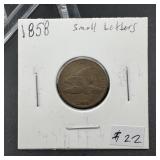 1858 Flying Eagle 1c coin - small letters
