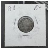 1911 Barber Silver Dime