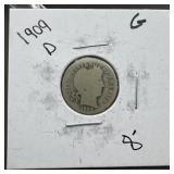 1909-D Barber Silver Dime