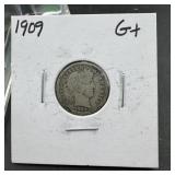 1909 Barber Silver Dime
