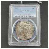1934 Peace Silver Dollar PCGS MS64 90% Silver