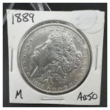 1889 Morgan Silver Dollar AU50