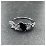 Purple Stone & Cz Ring Band; Size 10 1/4