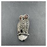 Sterling Silver Owl Pin; Marked 925; 4.5 Grams