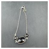 Sterling Silver Smoky Topaz Bracelet; Marked 925;