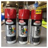 (3) Krylon Industrial Red Spray Paint; Three (3) C